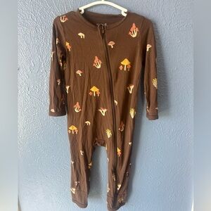 Kyte BABY Brown Footie with Mushroom Pattern